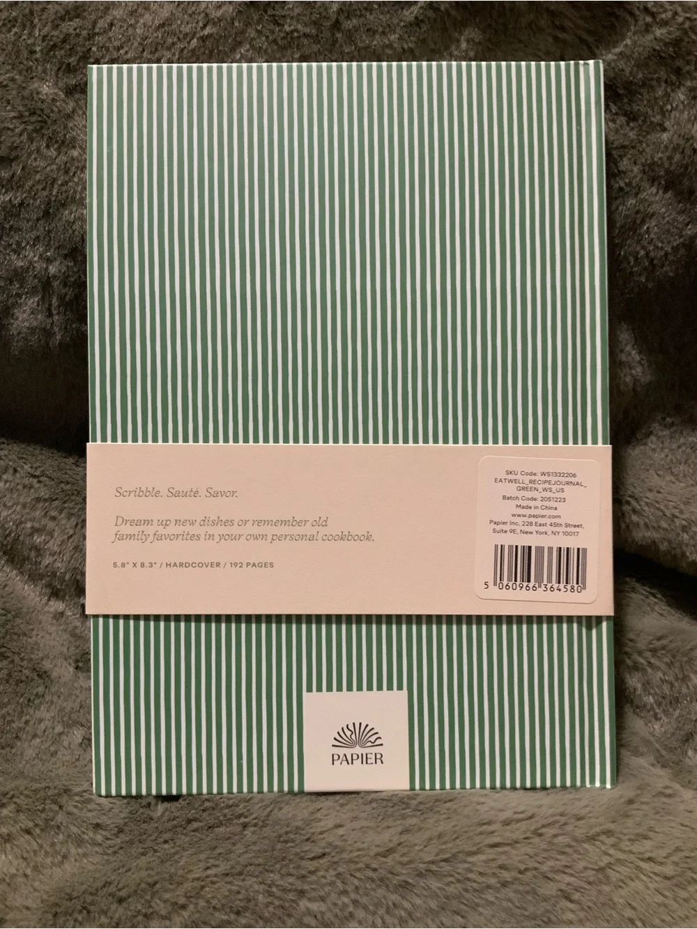 NWT Papier Eat Well Recipe Journal in Dusty Sage